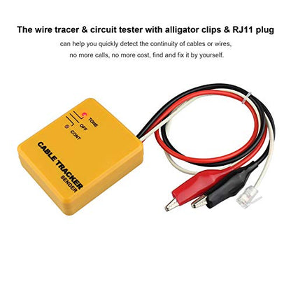 Electrical Wire Tracer Circuit Tester w/Tone Generator & Probe Kit, Cable Signal Locator Tester, Test Circuit Continuity, Network Telephone Line, Automotive Circuit Identify Tools w/Clips & RJ11 Plug