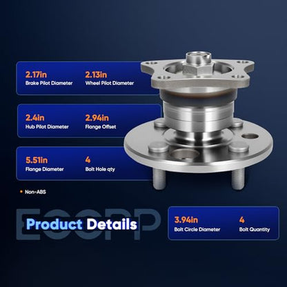 ECCPP 2-Piece 512018 Wheel Hub Bearing for Toyota Corolla 1993-2002 | for Chevrolet Prizm 1998-2002 4 lugs Pre-Greased Sealed - size: 512018*2
