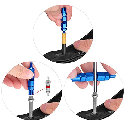56Pcs Valve Stem Removal Tool, Valve Cores, 4-Way Valve Tool, Valve Core Remover Tool, Valve Stem Caps