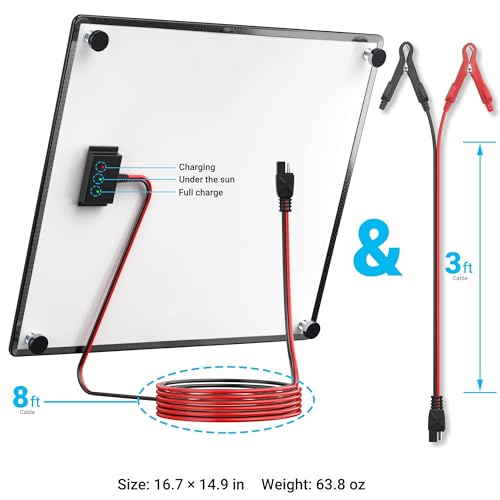 POWOXI Solar Panel Kit 12V 20W Magnetic + MPPT Charge Controller Waterproof Solar Battery Charger Maintainer Solar Trickle Charger Alligator Clip for Car Boat RV Motorcycle Marine, etc. - size: Magnetic-20W