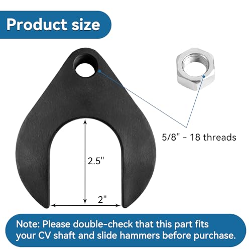 Inner CV Axle Removal Tool with Nut 48mm - Front Wheel Drive Axle Pulley Attachment for Slide Hammer 5/8"-18 Threads, CV Joint Puller Adapter Removing Tool
