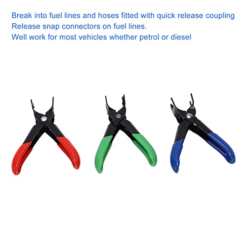 Aramox 3-Piece Fuel Line Pipe Disconnect Pliers Set, Universal Anti-Slip Handles for Petrol Cars