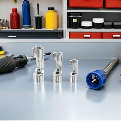 Ipetboom 3pcs Fuel Line Socket Wrench Set 12mm 15mm 18mm Diesel Injector Sleeve Automotive Tool with Slotted Pipe Wrench for Temperature Switches and Sensors