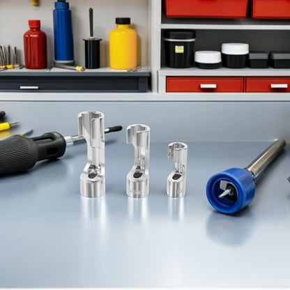 Ipetboom 3pcs Fuel Line Socket Wrench Set 12mm 15mm 18mm Diesel Injector Sleeve Automotive Tool with Slotted Pipe Wrench for Temperature Switches and Sensors