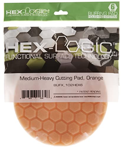 Chemical Guys, Hex-Logic Medium-Heavy Cutting Pad, Orange, 6.5 in for 6 in | Medium to heavy cutting foam pad cuts swirls and defects, fits 6 in backing plates for dual-action polishers - size: 6.5 Inch Pad (1 Pack), style: Medium Cutting