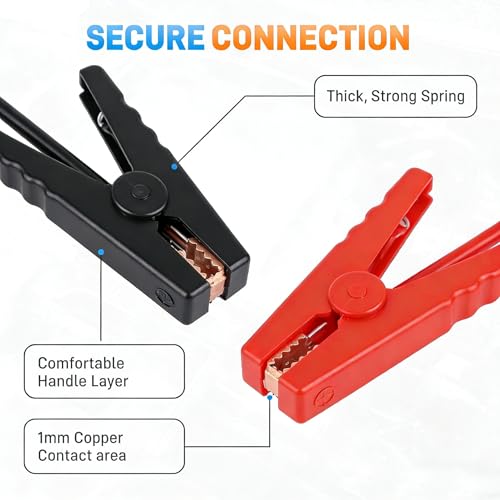 Jumper Cables Compatible with Milwaukee 12V Battery Jumper Starter, 8AWG 2FT Booster Cable with Adapter Alligator Clip, 392°F/200℃ Heat Resistant Silicone Wire for Jump Starting Cars and RVs - color: Pink Red