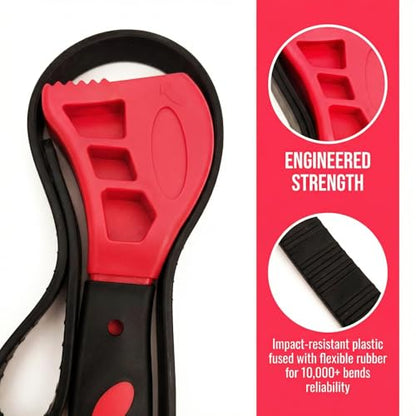 2 PCS Adjustable Strap Wrench Set, 24" & 19" Rubber Strap Wrench for Plumbing, Oil Filter, Non-Slip Jar Opener for Weak Hands