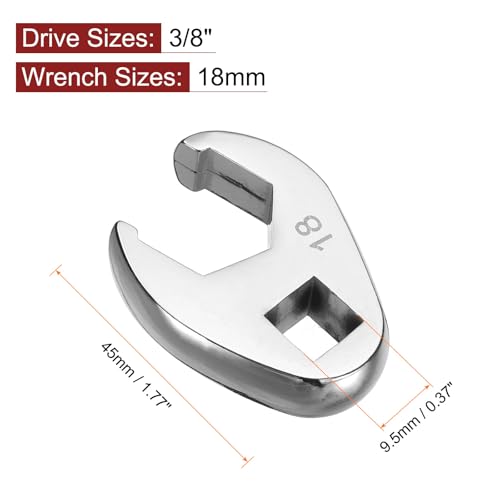 HARFINGTON Drive Crowfoot Wrench 3/8" Drive 18mm Metric Fractional Crowfoot Flare Nut Wrench 40Cr Chrome Plated Open End Crowfoot Wrench for Mechanics Automotive Repair Work - size: 18mm