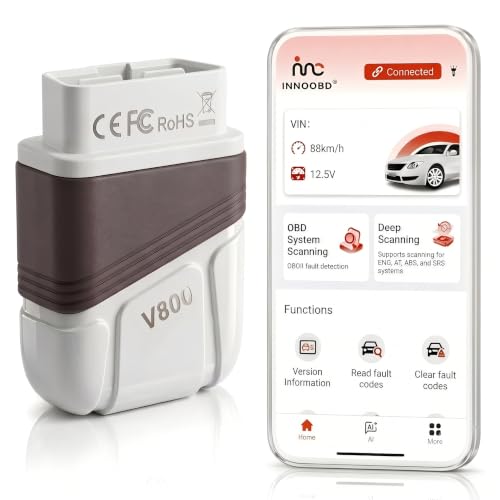 Bluetooth OBD2 Scanner, 4 System Car Diagnostic Tool with AI Fault Code Analysis, Engine ABS SRS Transmission Code Reader, Live Data Stream, VIN Auto Recognition, Full OBDII Functions with Free App
