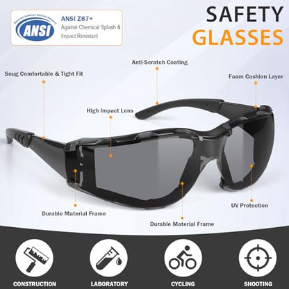 Safety Glasses for Men and Women, Anti-Fog UV Protection, Clear Lens Eye Protection Glasses Impact Resistant - color: 12pack-gray