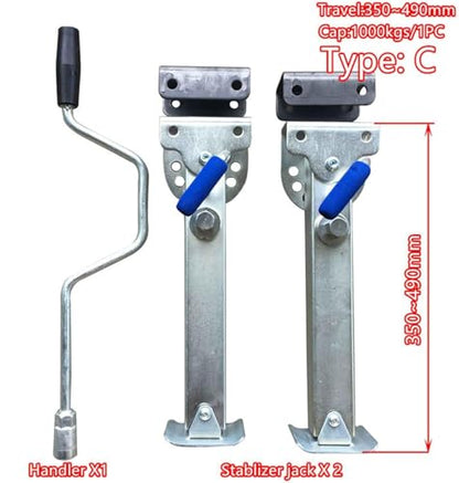 Scissor Jack Stabilizer Legs for Caravan and RV, Drop Down Parking Prop Stands for Trailer Corner Steady, Adjustable 350-490mm