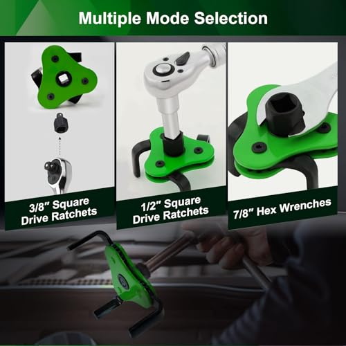 Green Upgraded Universal Oil Filter Wrench, 3 Jaw Oil Filter Removal Tool