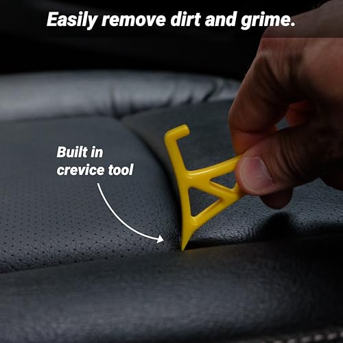 Boars Hair Detailing Brush, 3 in 1 Patent Pending in House Design from Proper. Detail Automotive Interior or Exterior, get Professional Results with Proper Detail Brushes Car Detailing - color: Yellow - Boars Hoar