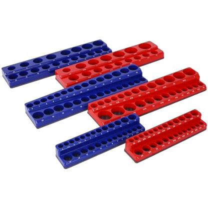Magnetic Socket Organizer Set, 6-Piece Magnetic Socket Organizer Set, 6PCS Socket Holder, 1/4", 3/8", 1/2" Drive Metric SAE Socket Trays Holds 141 Pieces Magnetic Sockets Trays - color: A