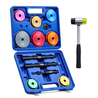 OMT Bearing Press Kit, Bearing Race & Seal Driver Set, Seal Installer Set | 15 pc, 2-11/16 in. to 4-1/8 in. Adapters Knurled & Pneumatic Handles, Heavy-Duty Wheel Bearing Press Kit for Trucks Vans SUVs
