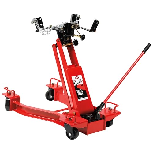 AFF Low Profile Manual Hydraulic Transmission Jack - Heavy Duty Steel Body, Adjustable Saddle with Safety Chain & 360 Handle - for Transmissions, Transfer Cases & Differentials (Multiple Capacities) - size: 2000 lbs Capacity