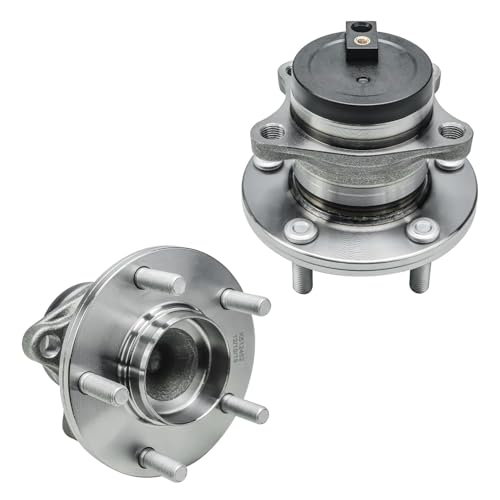 Detroit Axle - FWD Front Steering Knuckles w/Hub + Rear Wheel Hub Bearings Replacement for 2007-2014 Mazda CX-9 - size: 4UW50453/Kit