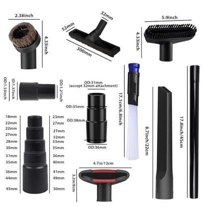 11 Pcs Universal vacuum brush attachment, vacuum accessories and attachments, 1 1/4 inch vacuum attachments for shop vac accessories, Floor Brush Vacuum Extension Wand Vacuum Hose Adapter - size: 11 Pcs