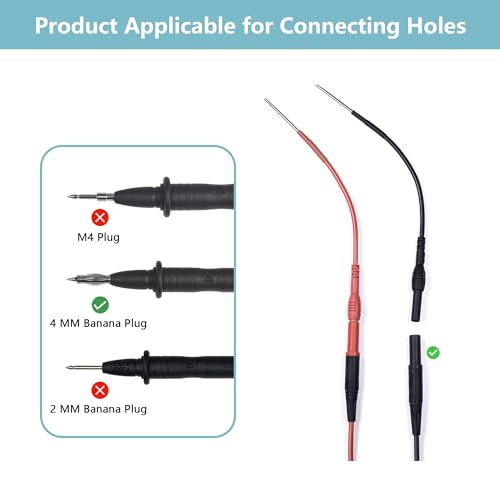 2Pcs Silicon Flexible Spoon Back Probes, Back Probe Kit Pins Automotive Compatible with 4mm Banana Plug Test Leads for Multimeter Voltage Testing Detect Automobile Electrical Circuit