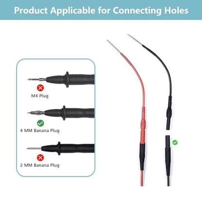 2Pcs Silicon Flexible Spoon Back Probes, Back Probe Kit Pins Automotive Compatible with 4mm Banana Plug Test Leads for Multimeter Voltage Testing Detect Automobile Electrical Circuit