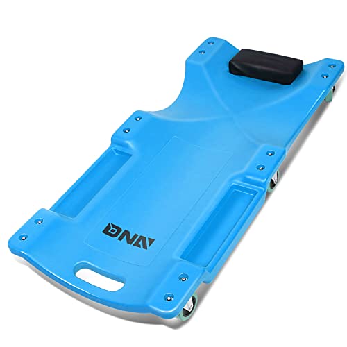 DNA MOTORING 40Inch Low Profile Plastic Rolling Garage Shop Creeper with Padded Headrest,Tool Trays & 6pcs Casters,Blue, TOOLS-00217 - color: Blue, size: 40 Inches