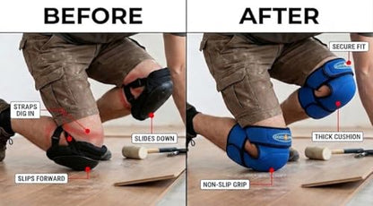 Knee Pads for Men and Women – Work Knee Pads for Gardening, Flooring, Cleaning & Construction, Heavy Duty Non Slip Kneeling Pads with No Straps Dig In, All Day Comfort, Adjustable Secure Fit