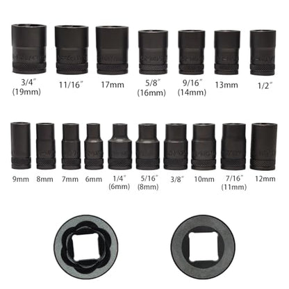 21PCS Twist Lug Nut Socket Set - 3/8 inch Drive Damaged Nut Lock Remover Extractor - Rusted & Strip & Stripped & Stuck Locking Nut Removal Tool Kit - color: 21pcs Lug Nut Extractor 3/8 Inch Drive