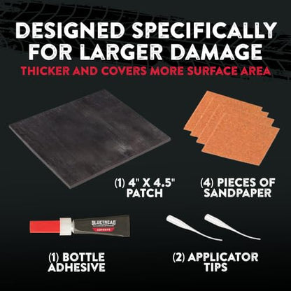 GlueTread Sidewall Tire Repair Kit - Off-Road Tire Patch Kit for ATV and UTV Tires - Large Rubber Patch & Adhesive Glue - Heavy Duty - For Sidewall Damage Repair
