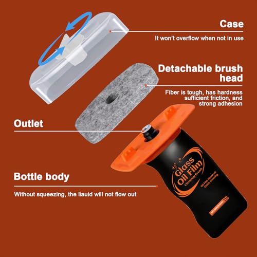 Automotive Oil Film Cleaning Brush for Car Windshield, Glass Emulsion Cleaner, 100g Roll-On Glass Oil Film Remover with Reusable Cleaning Board, Anti-Fog & Water-Resistant Coating for Safe Driving