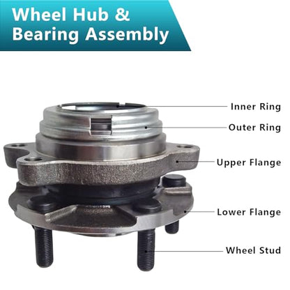 513338 Front Wheel Bearing Hub Assembly for Nissan Murano 2009-2014, Quest 2011-2017 (2PCS) - size: 513338