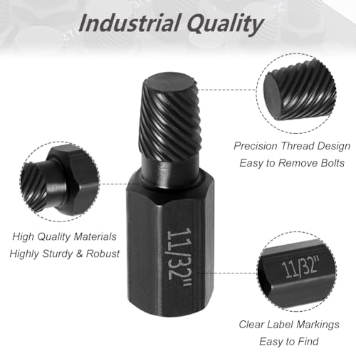 10 PCS Damaged Bolt Extractor Kit Heavy-Duty Screw and Bolt Extractor Drill Bit Set Hex Shank Rounded Bolt Remover Tools Easy Removal of Rusty and Broken Bolts for Automobile Repair