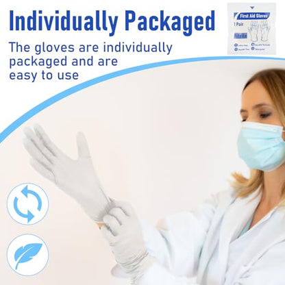 Chicingyou 30 Pairs Disposable Emergency Glove Individually Packaged Travel Gloves Travel Trauma Essential Nitrile Glove (White) - color: White