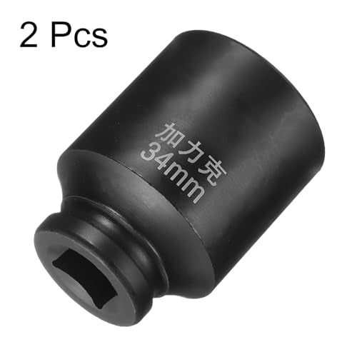 HARFINGTON 2pcs 4 Point Square Socket 3/4" Drive by 34mm Metric Square Impact Socket 40CR Blackening Standard Wheel Sockets Pneumatic Socket for Auto Repair Mechanical Maintenance Home Use - size: 34mm