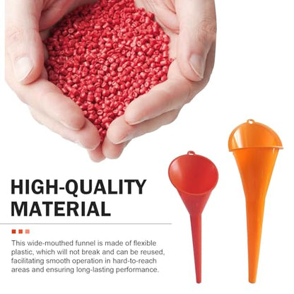 2 PCS Long Neck Oil Funnel, Portable Anti-Spill Plastic Wide Mouth Funnel, Multi-use for Fuel Coolant Engine Oil Adding, Universal for Most Cars Suvs Trucks(Red)