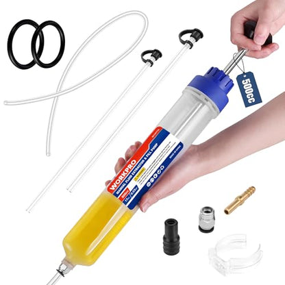 WORKPRO 500CC Manual Fluid Extractor, Multi-Purpose Oil Syringe, Oil Suction Pump, Manual Extraction and Filling Pump, Automotive Oil Syringe | Multi-Purpose Oil Syringe, Oil Suction Pump, Manual Extraction and Filling Pump, Automotive Oil Syringe - size: