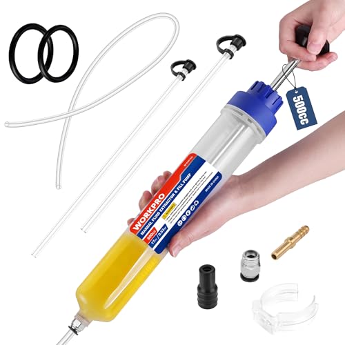 WORKPRO 500CC Manual Fluid Extractor, Multi-Purpose Oil Syringe, Oil Suction Pump, Manual Extraction and Filling Pump, Automotive Oil Syringe | Multi-Purpose Oil Syringe, Oil Suction Pump, Manual Extraction and Filling Pump, Automotive Oil Syringe - size: