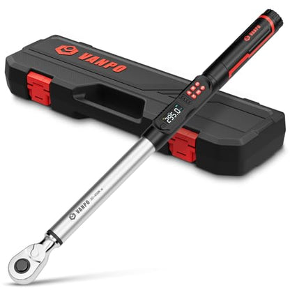 VANPO 1/2 Drive Digital Angle Torque Wrench 14.7-295 ft.lb, ±2% Accuracy | 20-400 Nm Electronic Torque Wrench, Buzzer LED Vibration Alarm, Perfect for Heavy Duty Truck, Bus & Diesel Repair - size: 14.7-295.0 ft.lb/20-400 N.m (1/2-Inch)