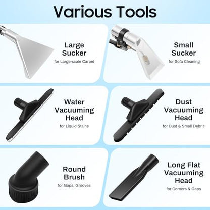 60L/15.85Gal Commercial Carpet Cleaner Machine, 110V 2110W Heavy Duty Extractor Vacuum Washing Machine Portable Carpet Sofa Curtain Cleaner Vacuum Cleane for Car Detailing, Hard Floor (Two Packages) - size: 60L/15.85Gal