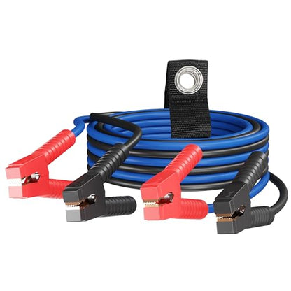 HiFind 4 Gauge Jumper Cables 12 FT for Car Battery, 4 AWG Heavy Duty Long Automotive Booster Wire, 600 Amp Emergency Starting Cable for Cars SUV Truck Vans RV With Alligator Clamps, Carrying Strap - size: 12FT, style: 4 Gauge