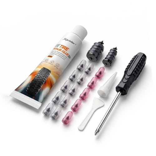 Tire Repair Glue Kit 50ml + 15pcs 2-Size Rubber Nail Plug, Fast Drying Waterproof Black Rubber Cement, Heavy Duty Emergency Tire Repair for Car Motorcycle SUV Truck ATV Tractor - style: 50mlx1 + 15 nails