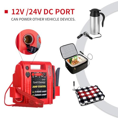 12V/24V Jump Starter,2800/1400 Peak Amp,Truck Battery Booster Pack, and Pure Copper Jumper Cables,Heavy Duty Jump Box Includes Dual USB and DC Ports Power,Car Battery Jump Starter - style: HH974