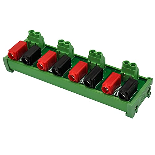 Banana Jack Breakout Board Module (4x2 Positions, DIN Rail Mount) - size: 4x2 Positions, style: DIN Rail Mount