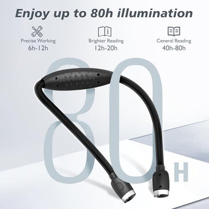 LEDGLE Updated Neck Light for Reading Books in Bed, LED Neck Lamp for Knitting with 1600K 3500K 6000KLighting + Flexible Comfortable Soft Silicone Arms, Perfect for Craft, Knitting, Repairing (Black) - style: Massage Particles- Black