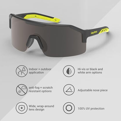 HexArmor Shockwave Safety Work Glasses | ANSI Z87+, 100% UV Protection, Anti-Fog or Scratch Resistant, Polarized - color: Hi-vis Frame