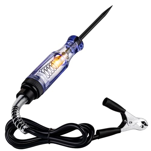 Test Light Automotive, 6V-12V-24V Circuit Tester with Light for Continuity Voltage Electrical Fuse Tester, Car Electric Tester Pen ABS Handle with Sharp Probe&Alligator Clip for Sedan, SUV, RV, Truck - size: Bright Tungsten Bulb