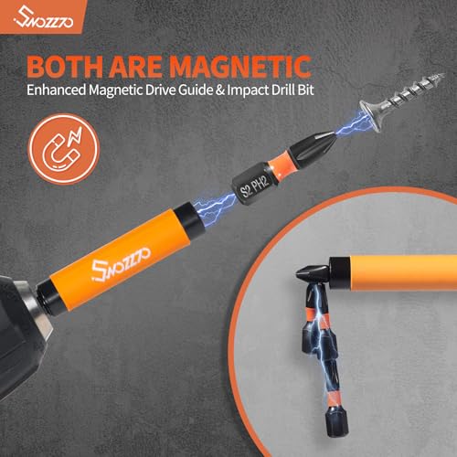 22PCS Commonly Used Screwdriver Bit Set,S2 Steel Phillips | Torx & Flat Head Impact Driver Bit Set with 1/4" Hex Shank Magnetic Drive Guide Set(Length: 3.15" + 4.72") & Bit Holder - size: 2PCS Drive Guides+20PCS Bits