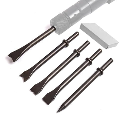 5pcs Pneumatic Hammer Chisel Bits 0.401'' (10mm), Air Hammer Attachments Air Chisel Bits Air Hammer Bits for 150/190/250 Air Hammer Chipping Bits Set for Masonry Concrete Demolition - color: Black-5