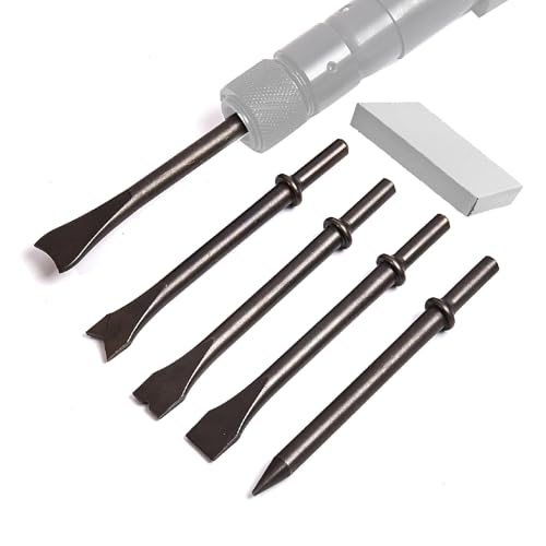 5pcs Pneumatic Hammer Chisel Bits 0.401'' (10mm), Air Hammer Attachments Air Chisel Bits Air Hammer Bits for 150/190/250 Air Hammer Chipping Bits Set for Masonry Concrete Demolition - color: Black-5