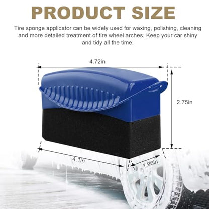 Ohleats 2 PCS Tire Dressing Applicator, Wheel Shine Pad With Lid, Reusable Detailing Foam Waxing Wipe Polishing Sponge, Universal Car Accessories (Blue) - color: Blue-2pcs