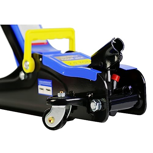 Hydraulic Trolley Service Floor Jack, 2 Ton(4000lbs) Low Profile Floor Jack, Heavy-Duty Steel Racing Floor Jacks with Single Piston Quick Lift Pump, Lifting Range 3.3"-15.2" - color: Blue&Black-2T-Single Pump